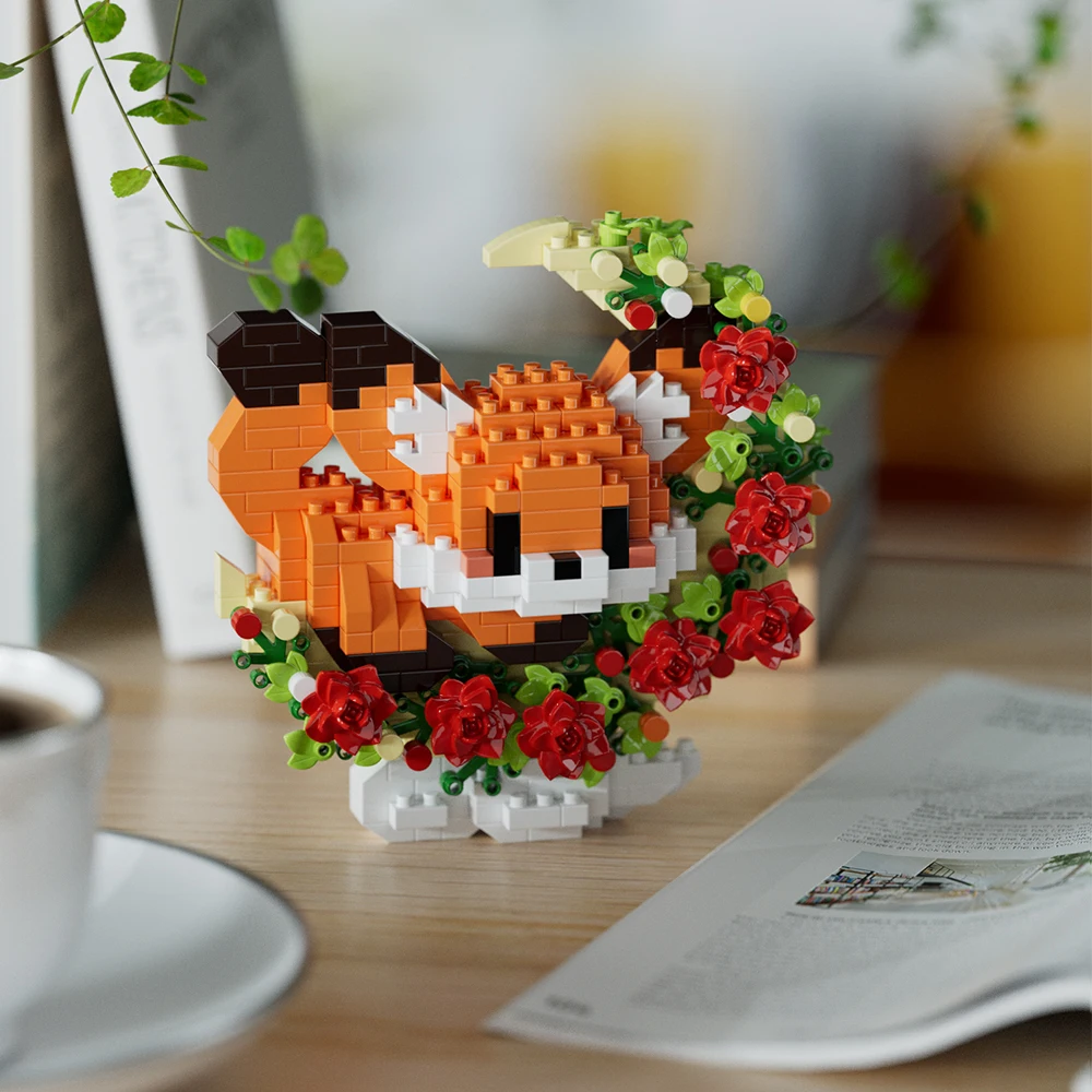 Mini Dog Cat panda raccoon Cute Pet Small Building Block Model Series Ornaments Children's Toy Christmas Birthday Gifts for Kids