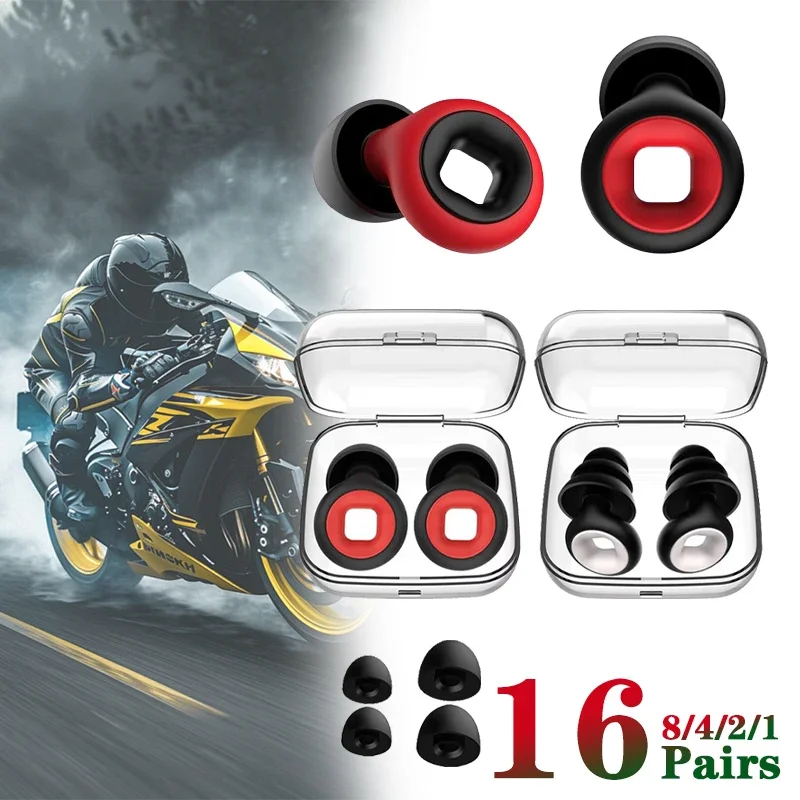 1-16 paia Tappi per le orecchie insonorizzati per il sonno Tappi per le orecchie per la riduzione del rumore del motociclo Tappi per le orecchie silenziosi antirumore Attrezzatura per moto