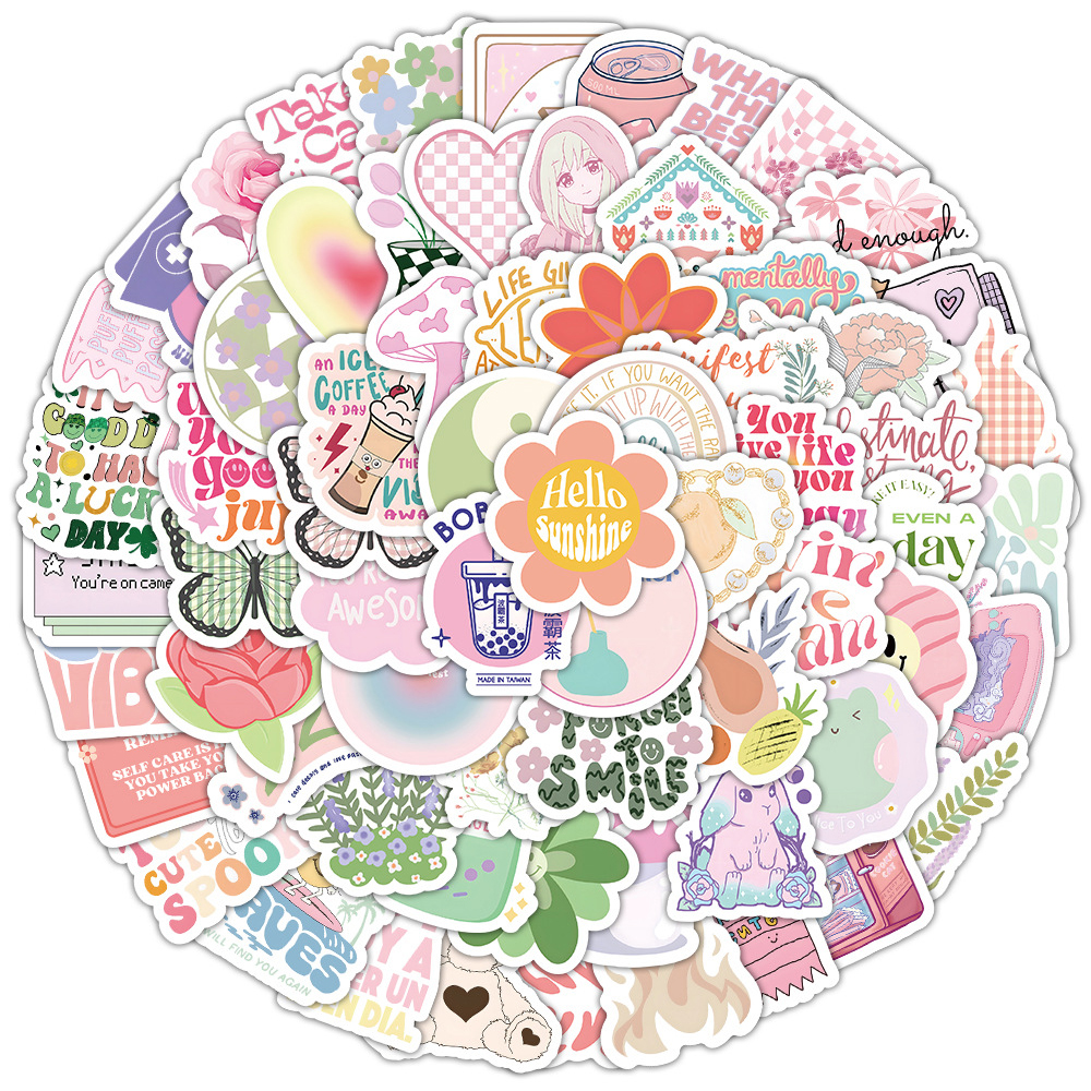 10/30/50/100pcs Cartoon Pink Danish Past Ins Graffiti Stickers Laptop Suitcase Phone Water Bottle Aesthetic Sticker Kids Toys