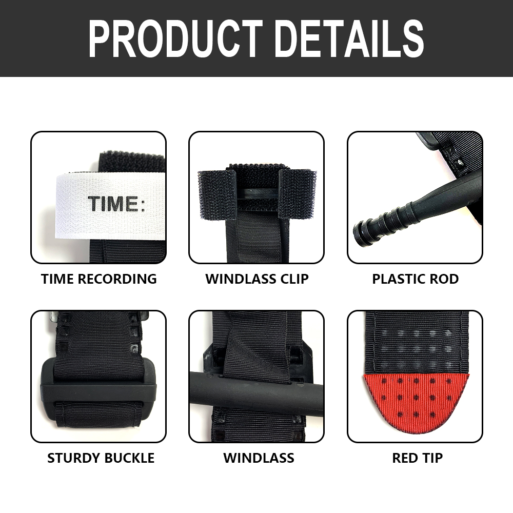 95cm Plastic Combat Tourniquet Blue/Black/Khaki/Red for Outdoor First Aid Emergency Rescue Tactical Rescue