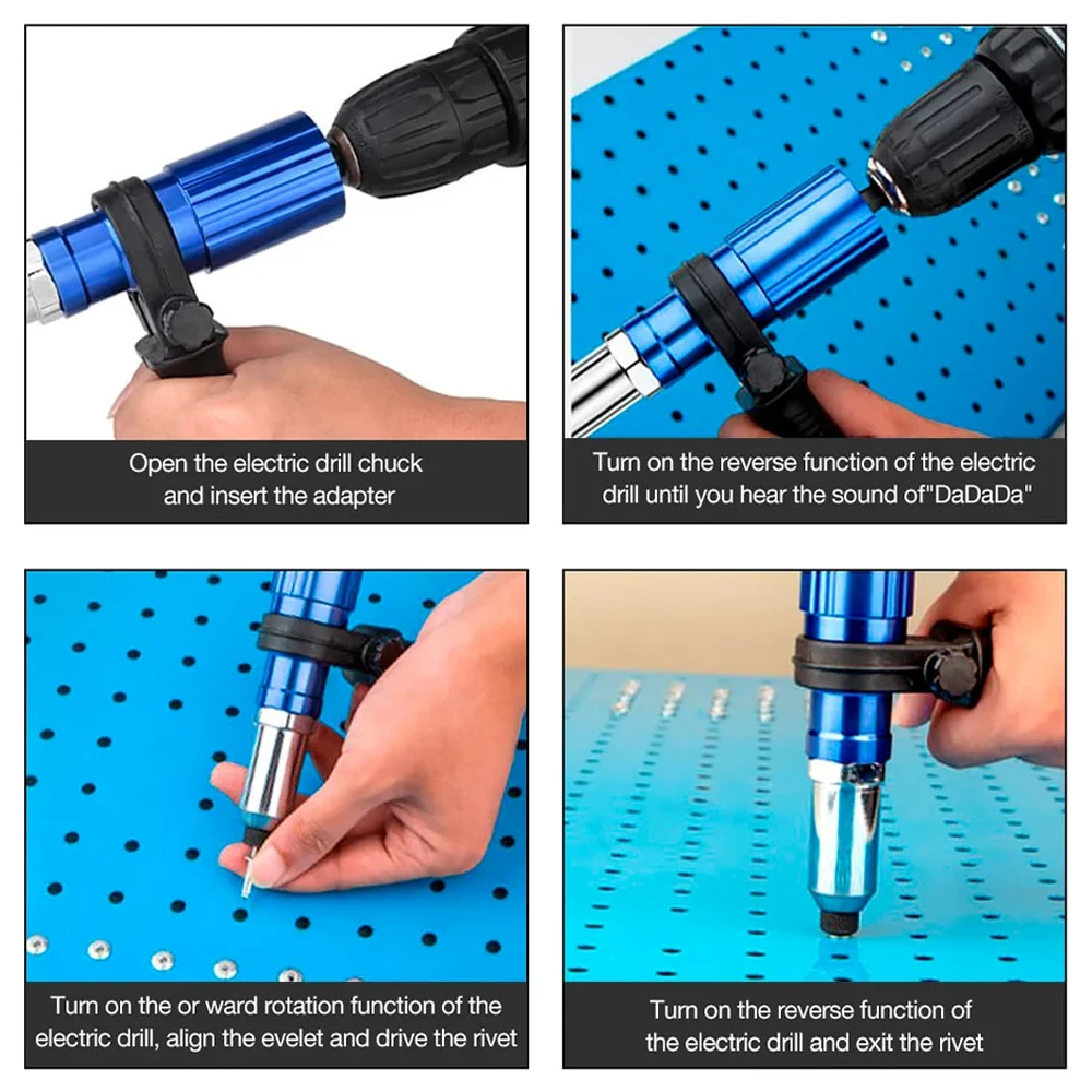 Portable electric rivet gun 2.4mm-4.8mm wireless rivet nut gun drill bit adapter labor-saving blind rivets