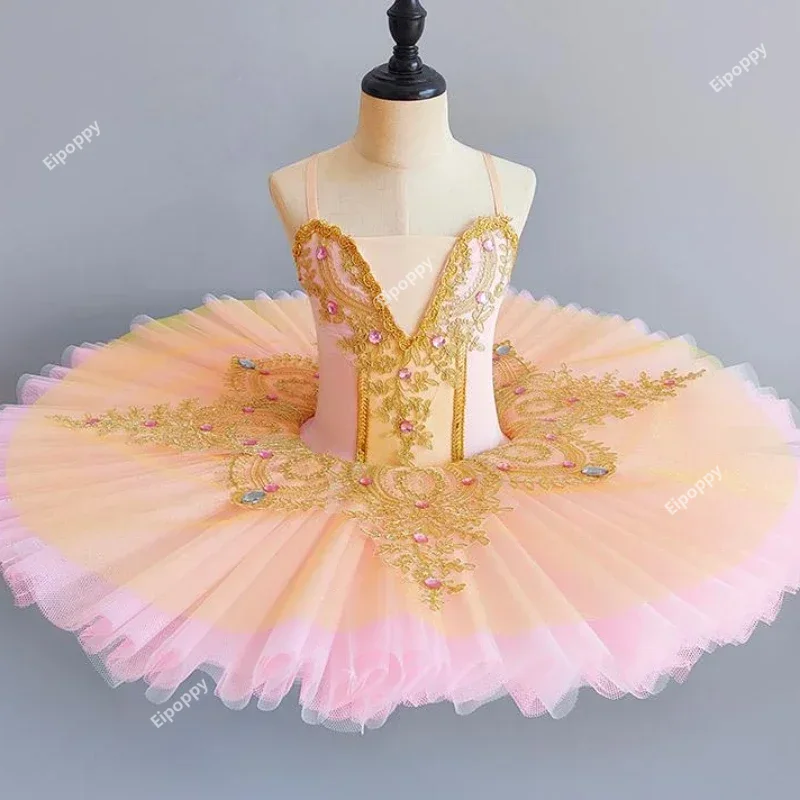 Robe de Ballet professionnelle pour filles, bleu rose, crêpes, princesse, Costume de danse de Ballet