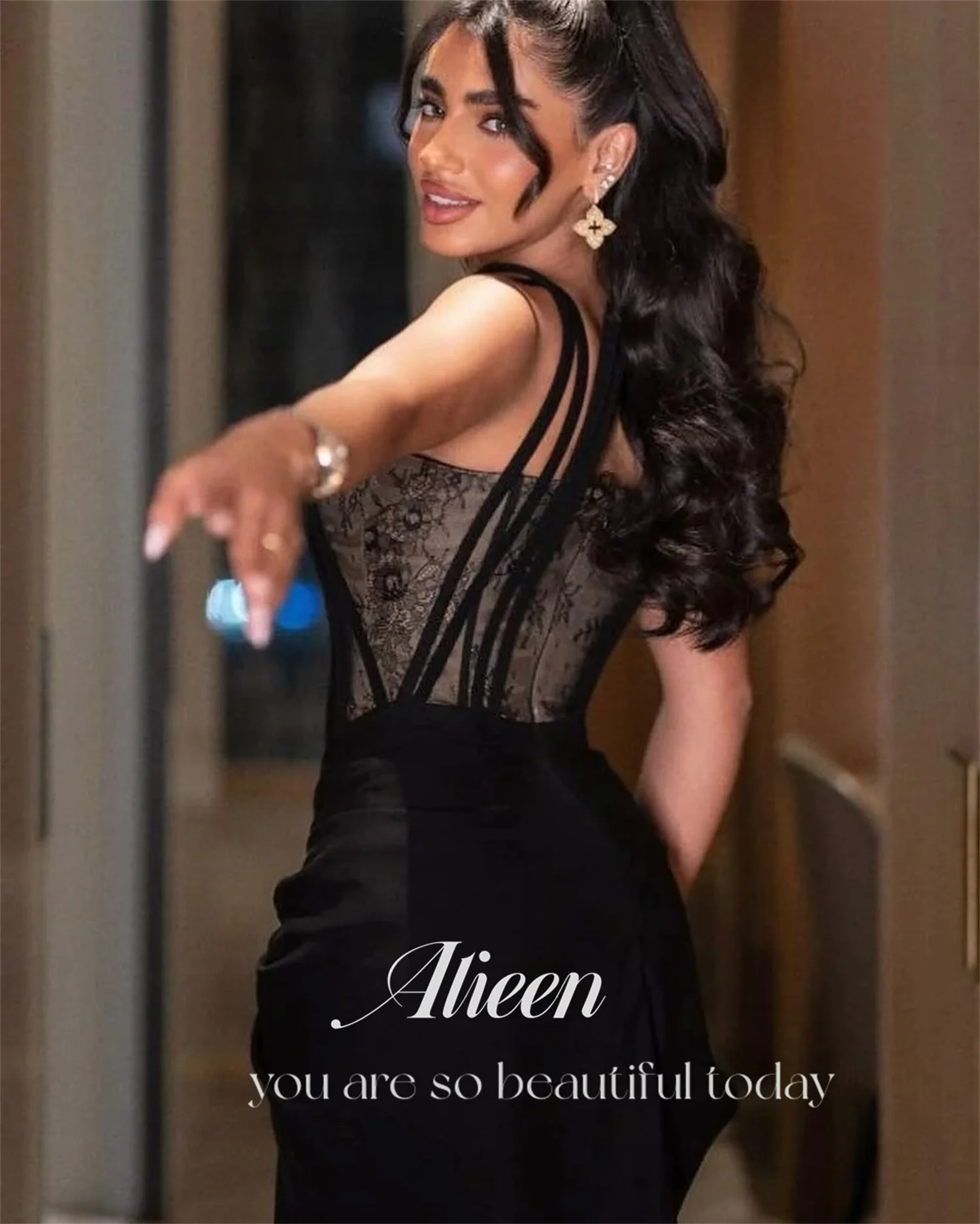 Aileen ที่กําหนดเองชุดราตรีหรูหราสําหรับผู้หญิงชุดราตรีหรูหรา 2025 ใหม่ชุดแต่งงานสีดําโอกาสพิเศษพรหม