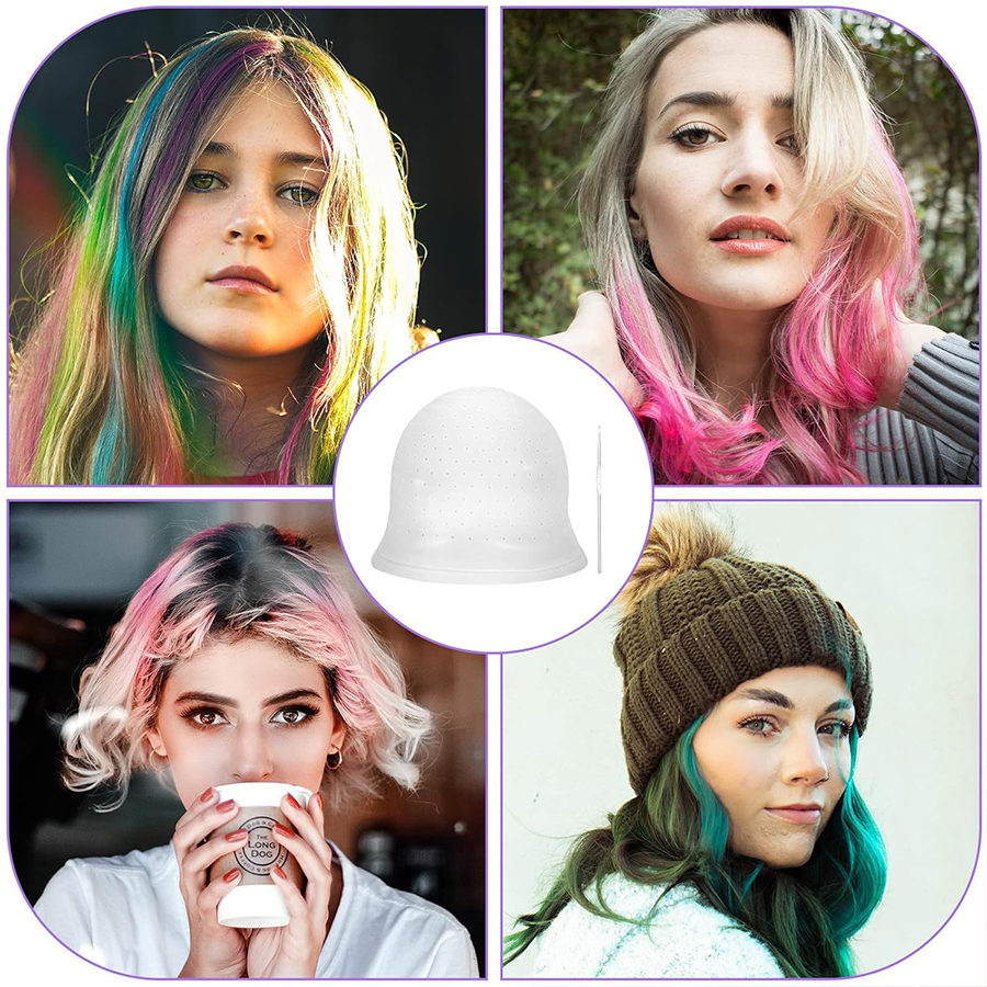 Cuffia per colorare i capelli in silicone per parrucchiere con ago Strumento professionale per tintura da salone Evidenzia la tintura