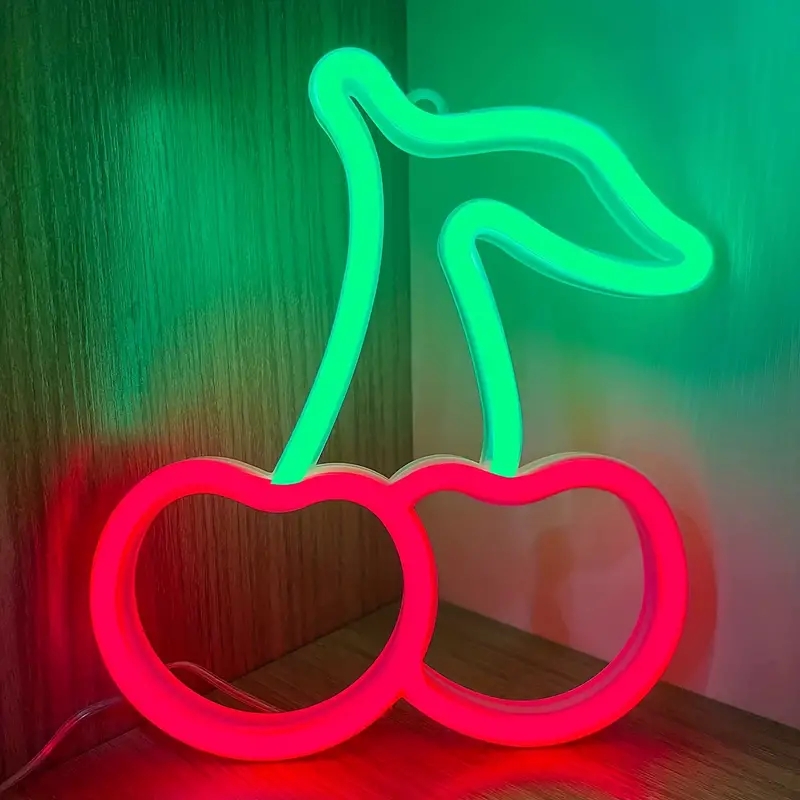 Kirschen-Neonlichter für Kinder, Geschenke, Kirsch-Neonschilder für Zuhause, Wanddekoration, niedliche Früchte, LED-Schilder für Restaurants, Bar, Obstladen
