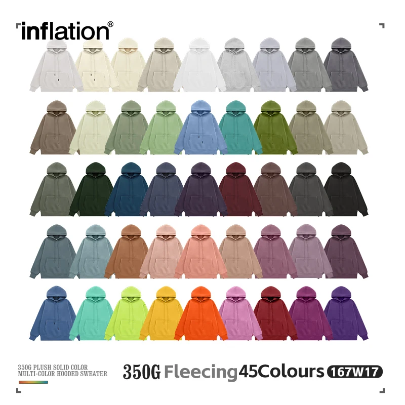 INFLATION-sudaderas con capucha de lana gruesa para hombre, sudaderas con capucha lisas de Hip Hop Unisex, sudaderas clásicas de terciopelo grueso, 167W17