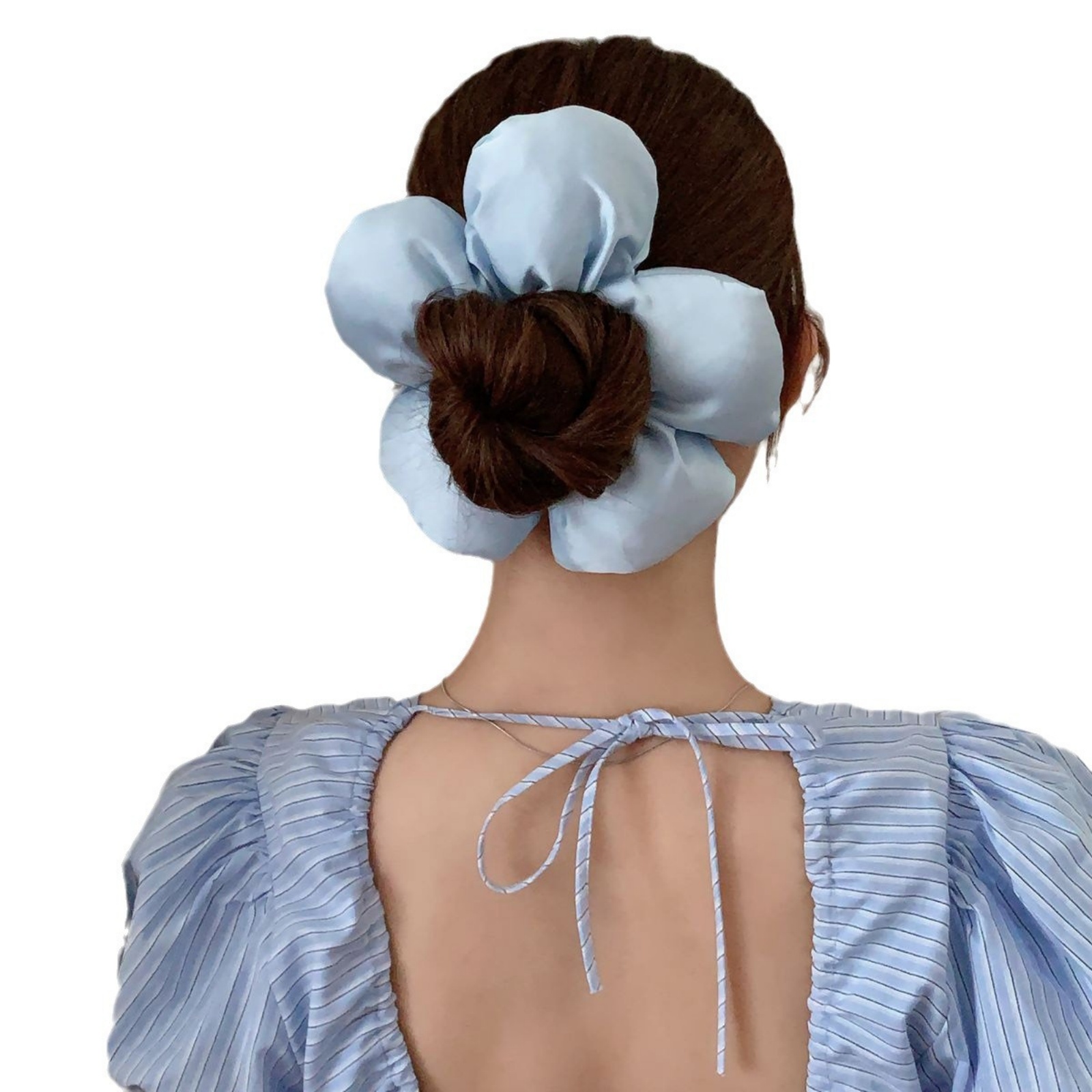 1 große Satin-Blumen-Haargummis, schicke Blüten-förmige Haargummis, mehrere Farben für stilvolle Hochsteckfrisuren für Damen