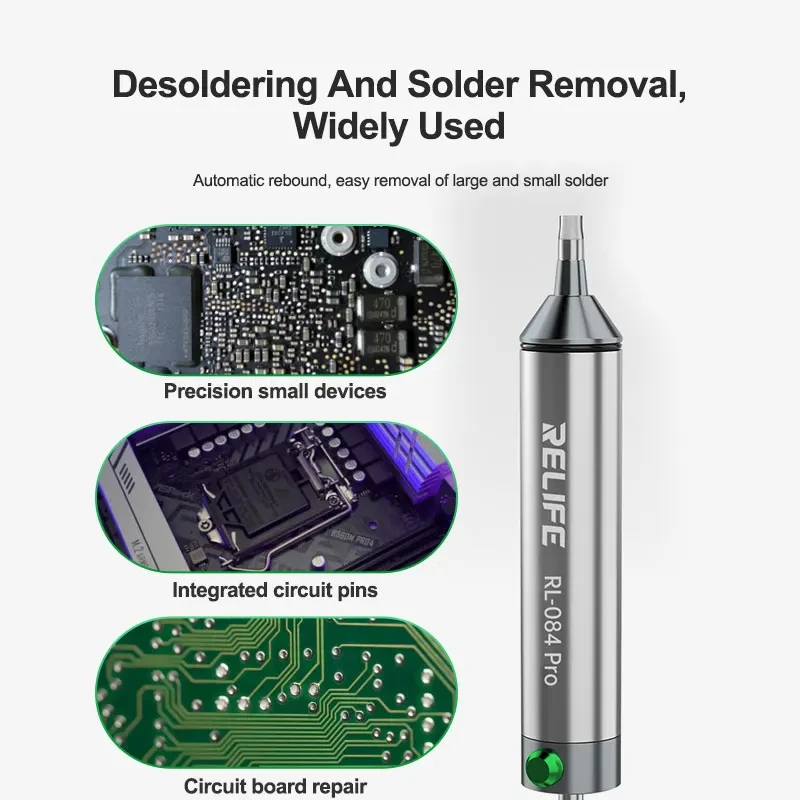 RELIFE RL-084 Pro Strong Suction Aluminum Alloy Desoldering Sucker Powerful Vacuum Suction for PCB Soldering Removal & Repair