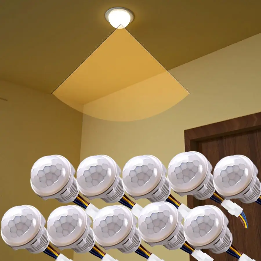 Light Motion Sencor สวิทช์ AC 220V 110V PIR การเคลื่อนไหวเครื่องตรวจจับอัตโนมัติ 30s Delay สําหรับโคมไฟ Presence Sensor ห้องโถงทางเดินโรงรถ