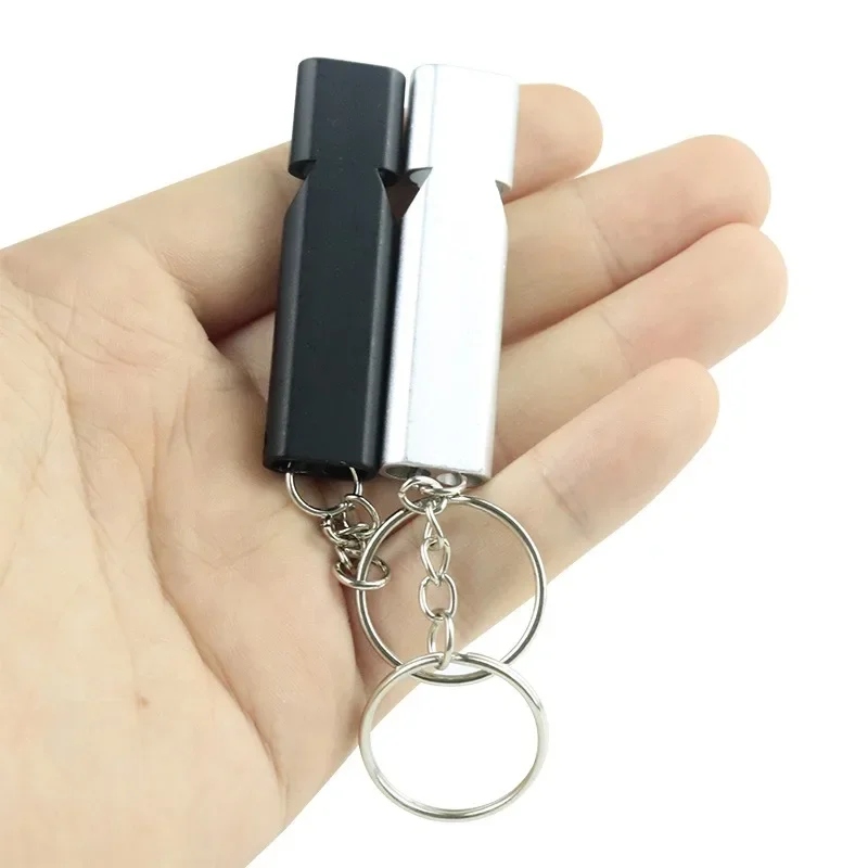 Überlebenspfeife mit zwei Frequenzen, flache Metallpfeife für Outdoor-Wandern, Klettern, Notfallpfeife, Cheerleading-Souvenirs