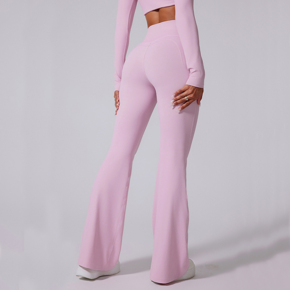 Mallas acampanadas de cintura alta para mujer, pantalones de Yoga para gimnasio, Fitness, entrenamiento, correr, mallas deportivas, Control de barriga, pantalones de pierna ancha para Yoga