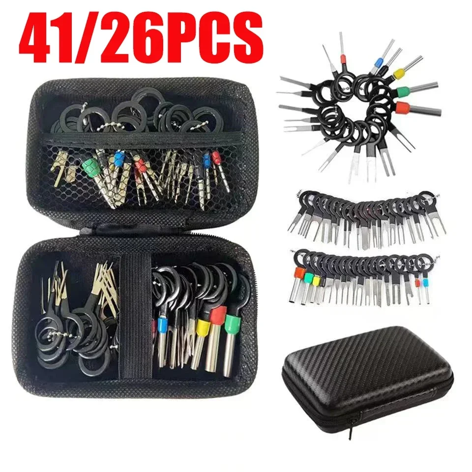 41/26 stücke Auto Terminal Entfernung Kit Box Draht Stecker Stecker Extractor Puller Release Pin Extractor Set Terminal Stecker Reparatur werkzeuge