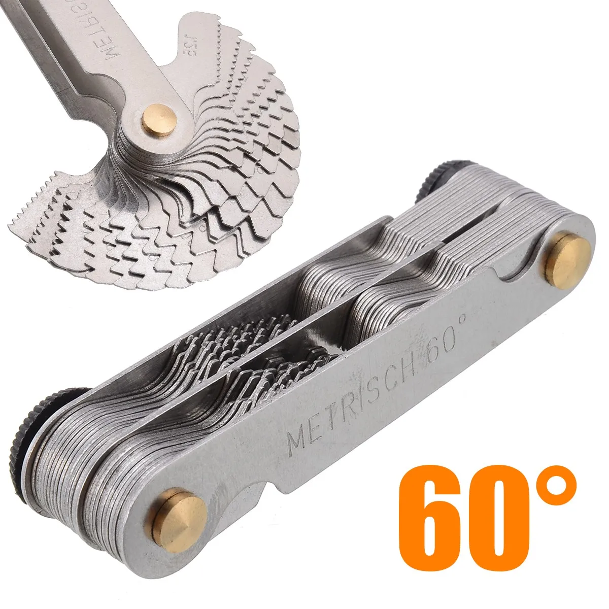 Medidor de enchufe de rosca métrica de 55/60 grados, medidores de paso de tornillo de diente de engranaje, centro de medición, herramientas de medición de rosca métrica, 1 ud.