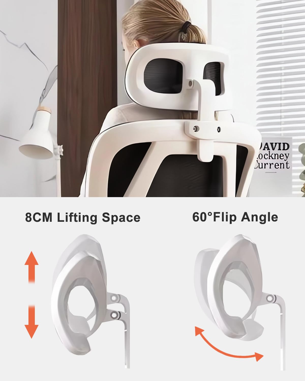 Home Office Chair Work Swivel Chairs with Wheels, Breathable Mesh Back Gaming Chair Adjustable Headrest