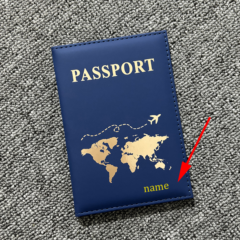 Nome personalizado da cor dourada na capa do passaporte carteira de viagem nome personalizável titular do passaporte caso id titular do cartão de visita caso