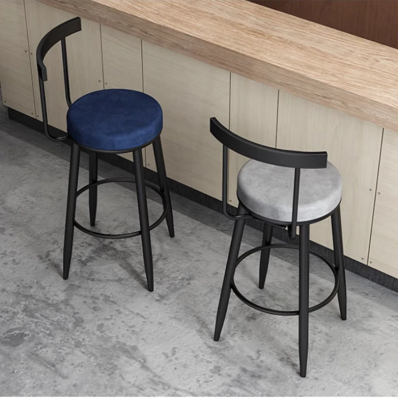 Light Luxury Modern Bar Chair Iron High Foot Counter Stools Comfortable Sitting Backrest Seat Versatile Scene Home Furniture