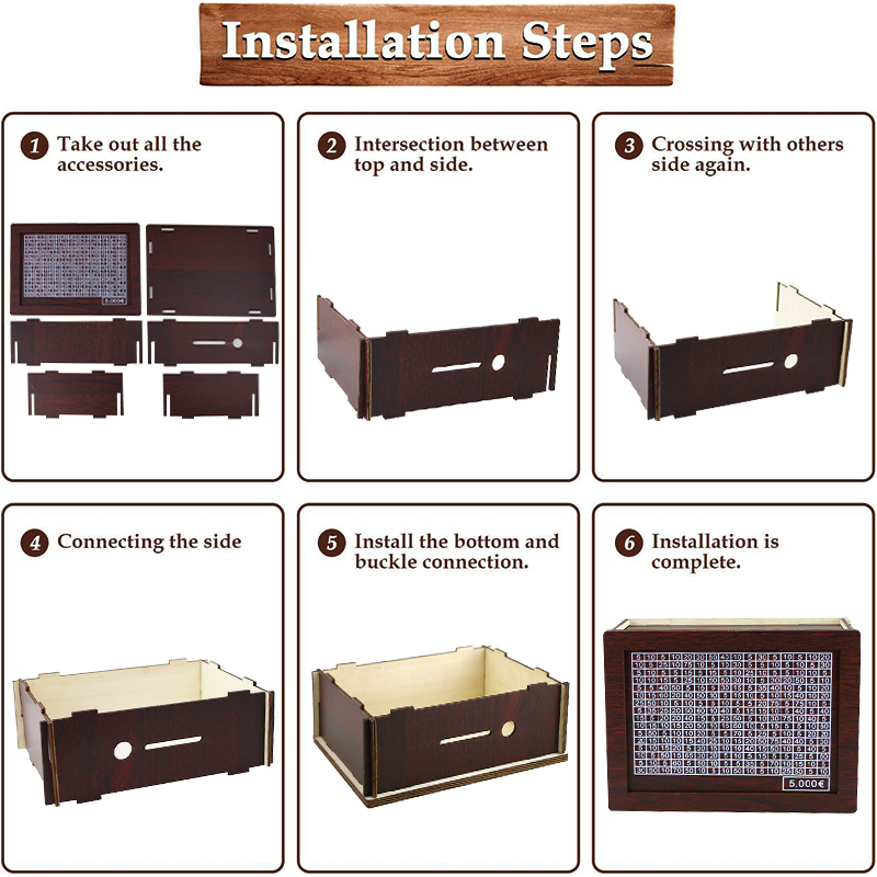 1000/2000/3000/5000/1000ユーロお金箱木製子豚銀行金庫貯金箱チャレンジ現金貯金箱