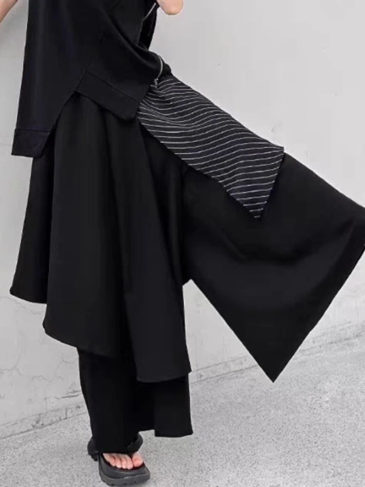 Pantalones Mujer primavera estilo japonés pliegues cintura alta Irregular suelto transpirable cómodo ocio sólido longitud completa todo-fósforo