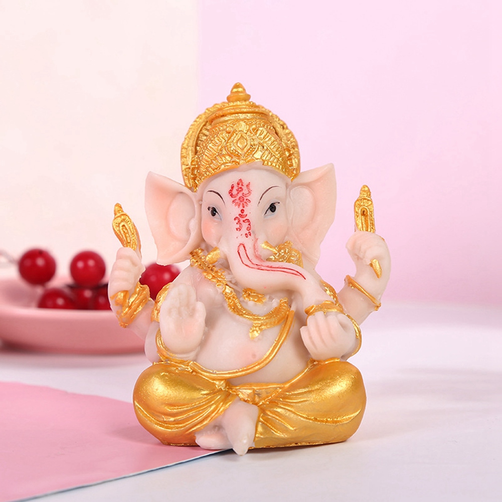 Haidianzi Gold Lord Ganesha พระพุทธรูปรูปปั้นช้างพระเจ้าประติมากรรม Figurines
