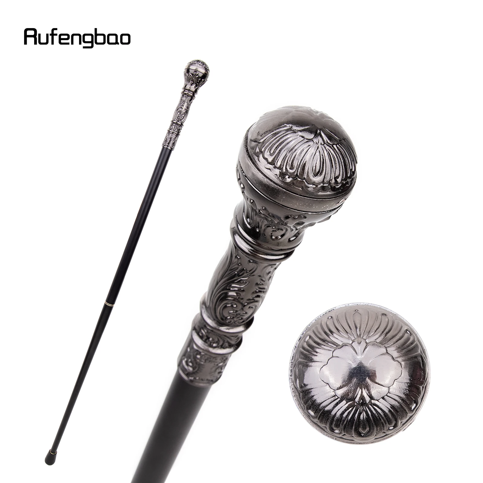 Bastón plateado de lujo con mango redondo, bastón decorativo para fiesta, perilla Crosier elegante, 93cm