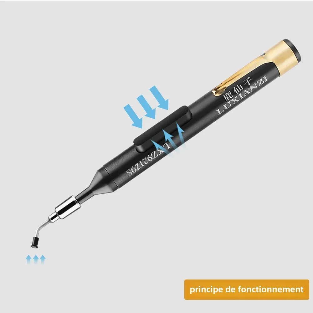 LUXIANZI Kit de stylo d'aspiration sous vide avec 3 pincettes IC SMD, outil de ramassage, pompe à ventouse, dessoudage à souder ​ Stylos à sucer
