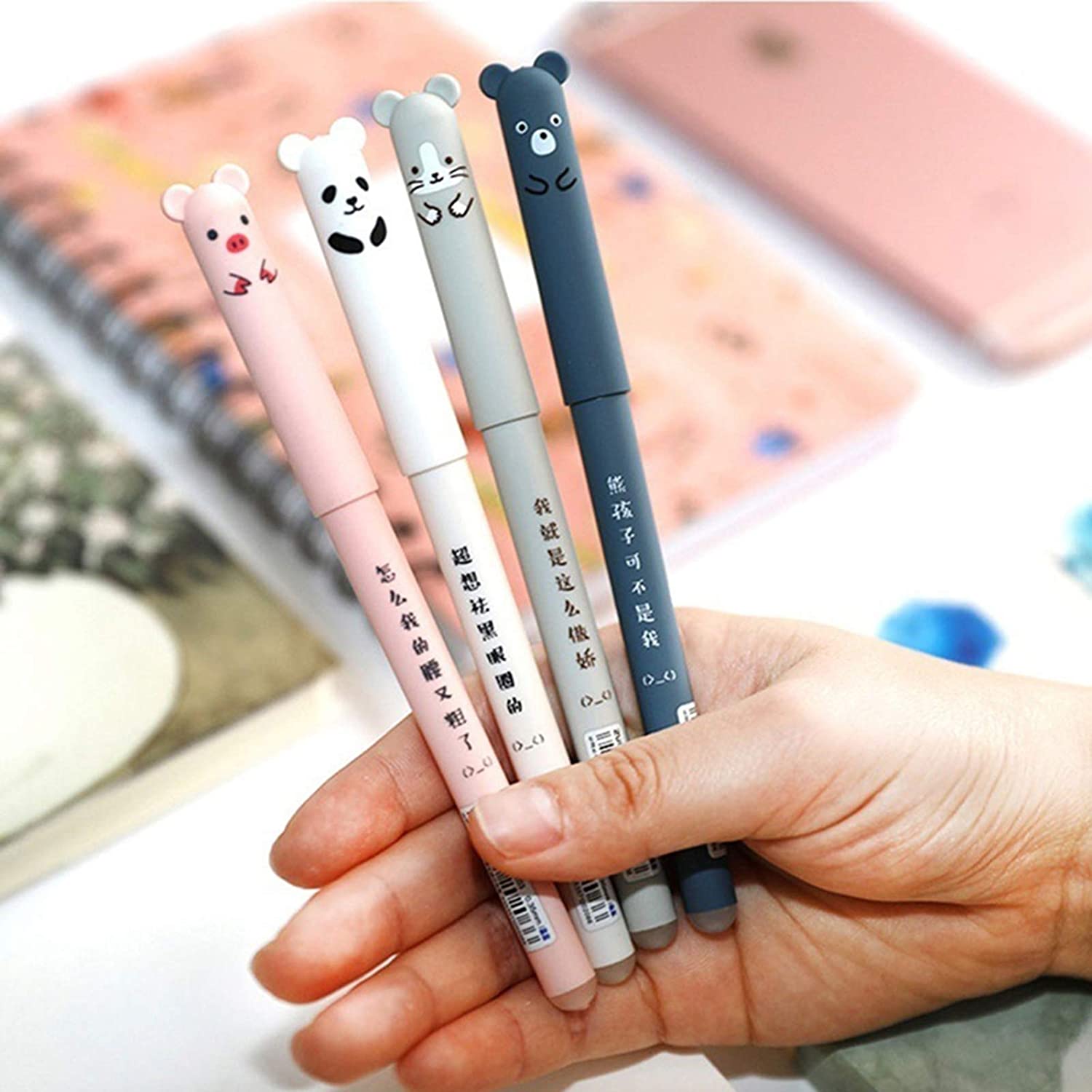 4 + 2 + 20 ピース/セットかわいい消去可能なゲルペン 0.35 ミリメートル防水ブルー/ブラック/レッドゲルインク文具学用品オフィス学生