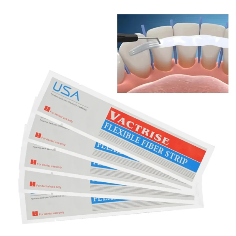 7 ชิ้น/กล่องทันตกรรมวัสดุยืดหยุ่นแถบไฟเบอร์ Glass Splint หลวมฟัน Fixation Strips Light Cure Bonding จัดฟัน Retainers