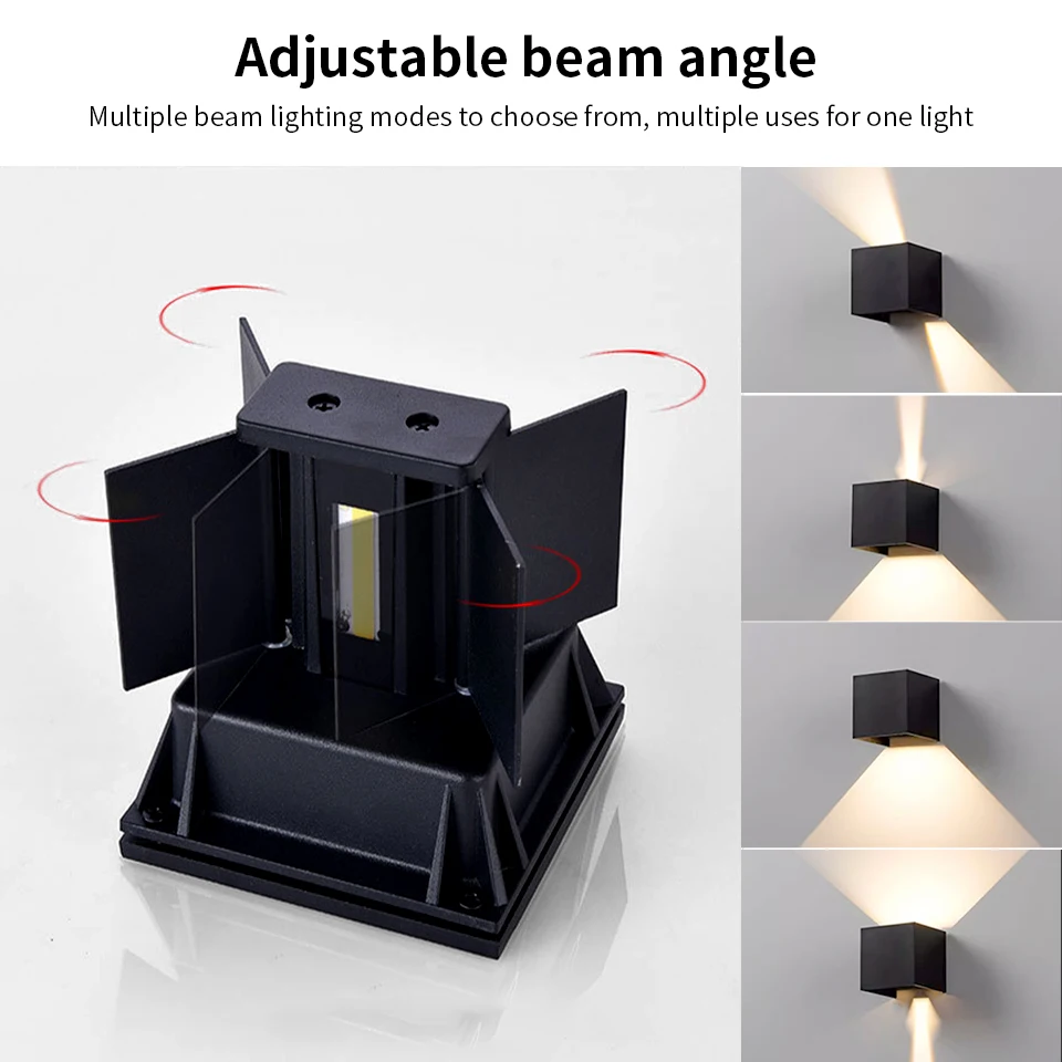 Lampada da parete moderna a LED AC110V 220V 6W Bianco freddo/Bianco caldo Cubo montato in superficie regolabile Led Portico da giardino Luce per interni ed esterni