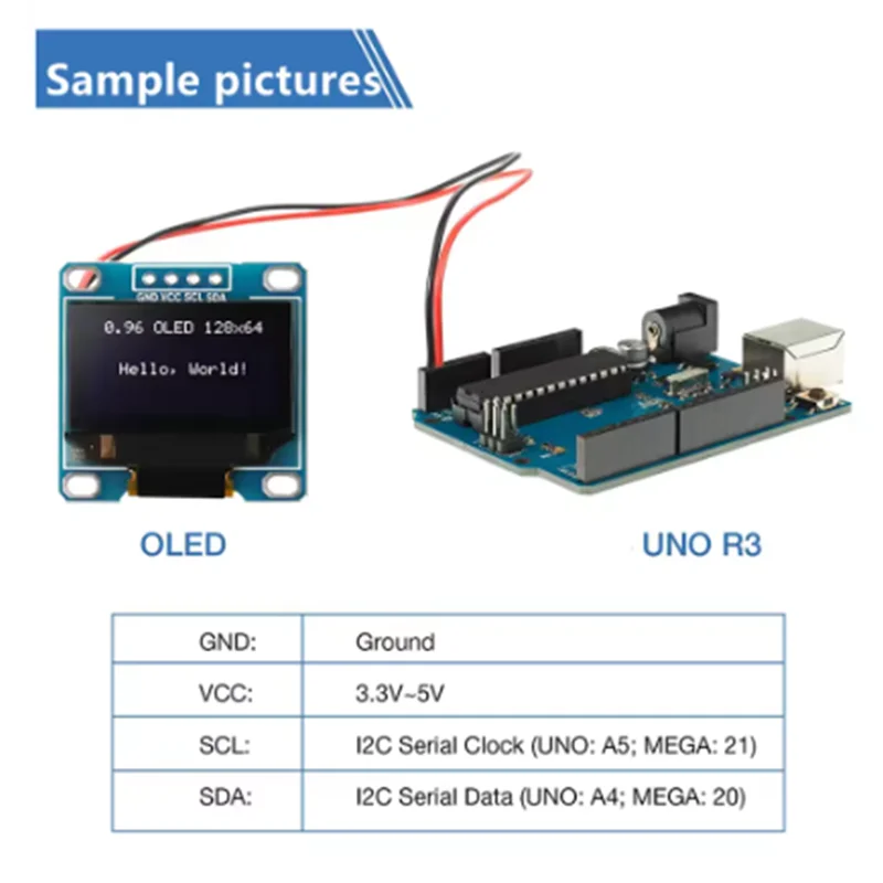 Modulo display OLED bianco seriale originale da 0,96 pollici oled IIC 128X64 I2C SSD1306 12864 scheda schermo LCD per Arduino