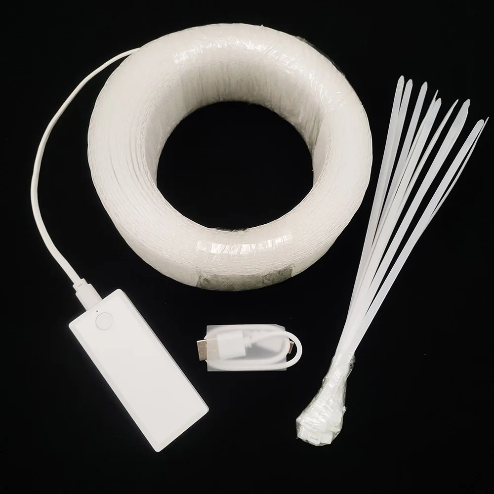 FOPLIT Battery Opterated LED Fiber Optic Mesh Lights for Ceiling Trees Home Decor - Phone App Plastic Optical Fiber Netting Kits