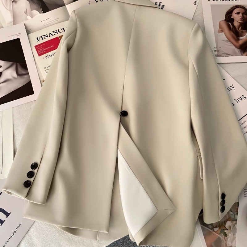 Blazer negro coreano Chic para mujer, ropa de marca de gama alta para oficina, trajes, chaqueta de primavera y otoño, abrigos de un solo pecho de manga larga