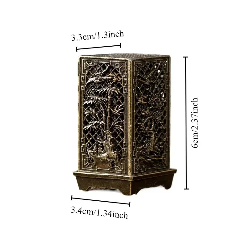 Bruciatore di incenso verticale quadrato Piccolo porta incenso in lega Xiangyun Aromaterapia per interni Ornamento per la casa Bruciatori di incenso di prugna cinese