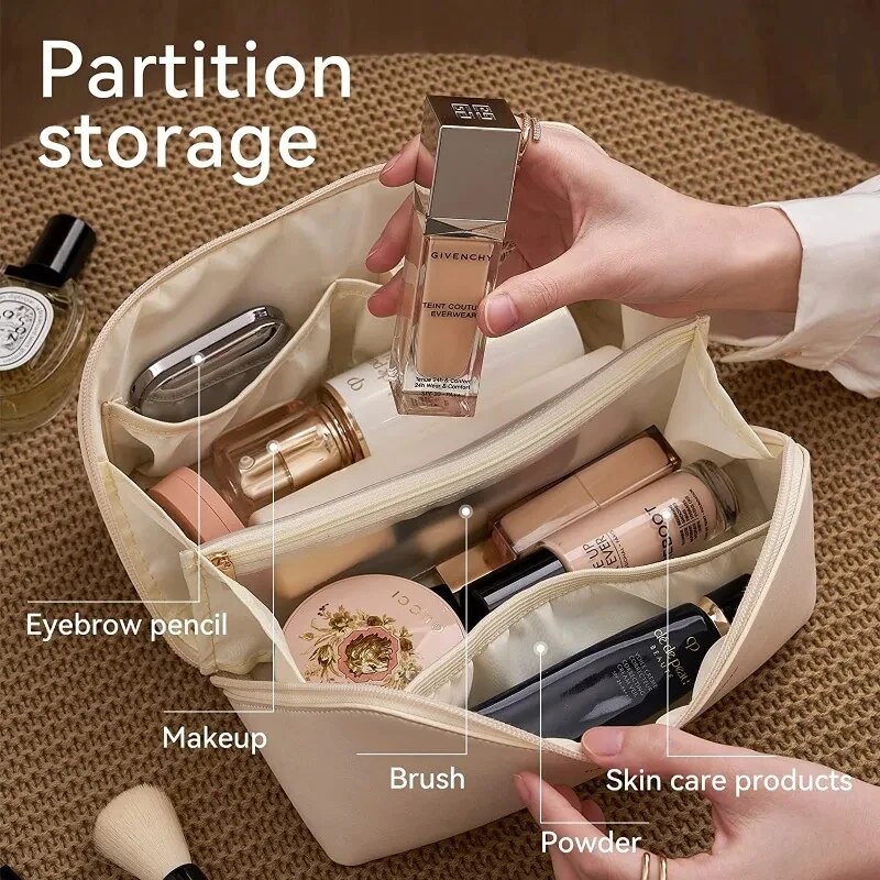 1/2 pezzi kit di archiviazione cosmetici borsa da toilette da viaggio di grande capacità borsa per trucco borsa per cosmetici portatile con senso avanzato