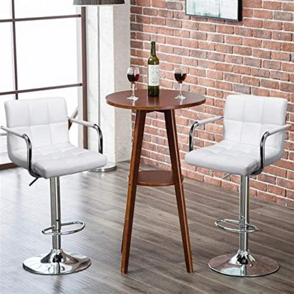 Bar Stool 4-Piece Set, PU Leather Adjustable Bar Stool with Armrests, Bar Height Stool Chair with Thick Seat Cushion