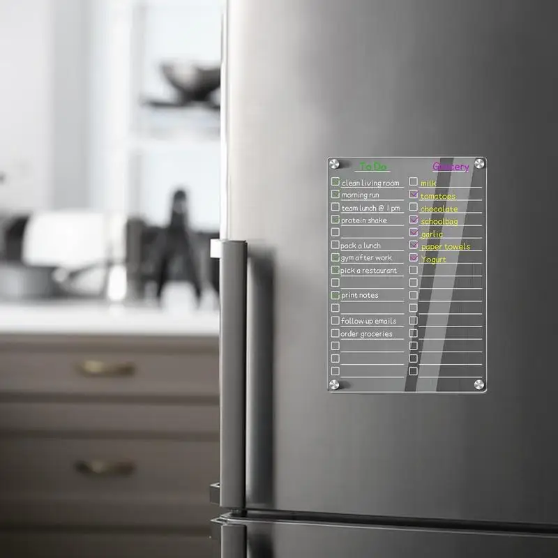 Magnetic Menu Board 20x30cm Acrylic Weekly Calendar Reusable Acrylic Dry Erase Board With 3 Color Pens For Refrigerator
