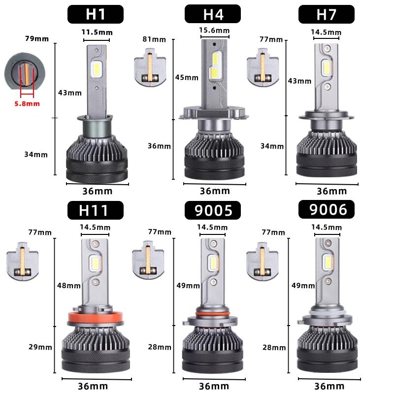 DAWNKNIGHT K5C 4300K 110W lampada H4 H7 H1 H11 Led Lâmpada Duplo Tubo de Cobre 3000K Led Luzes Para Carro HB3 HB4 farol do carro lâmpadas