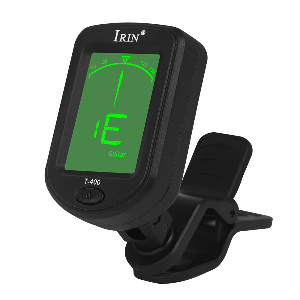 Irin T-400 afinador de guitarra digital clip-on sintonizador de tom para ukulele elétrico baixo violino universal 360 graus rotativo sensível
