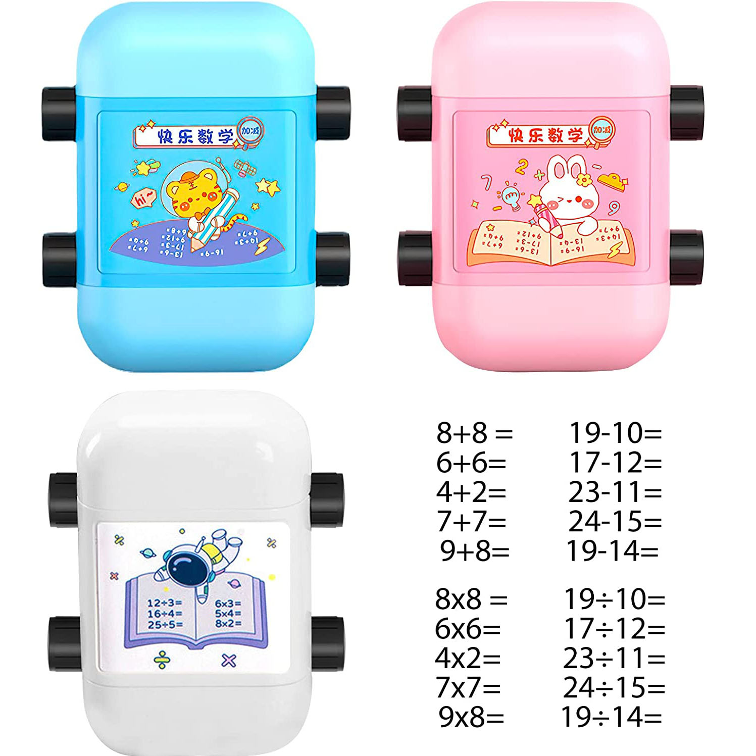 Double-HEAD Math Practice Number Rolling Stamp การบวกลบแสตมป์คําถามภายใน 100 คําถามคณิตศาสตร์ Digital Roller