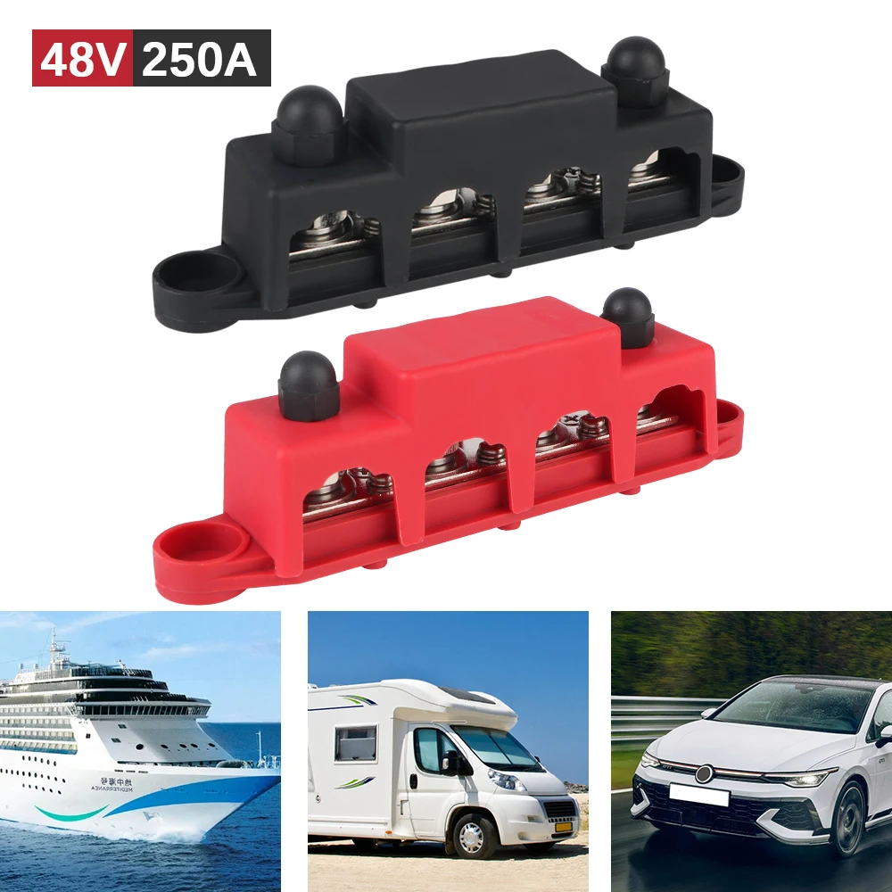 バスバー 48V 250A DC 配電ブロックボートトラック RV キャラバン車 M8 M10 スタッド 5/16 "3/8" スタッド電気接合 4 方法