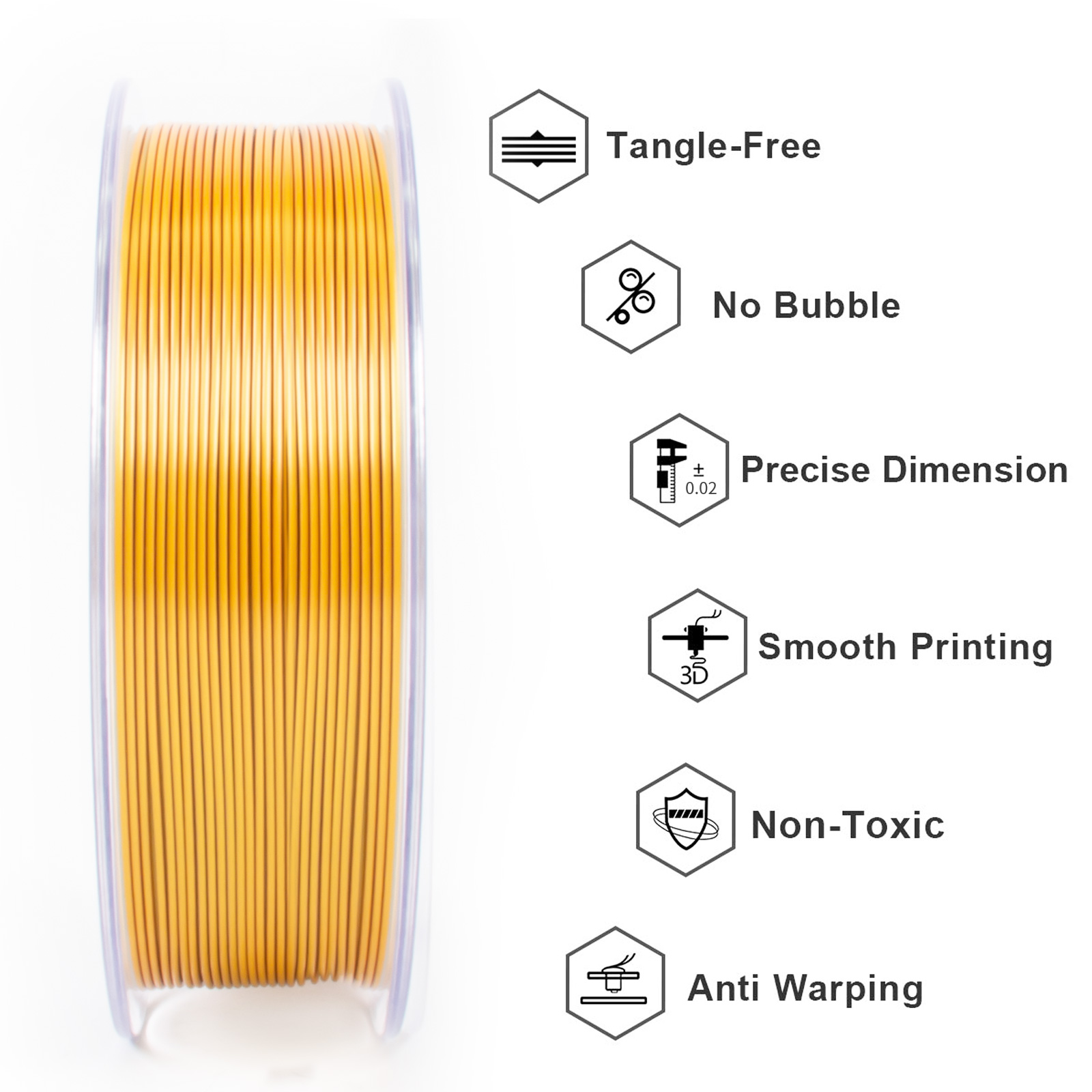 Geeetech Three Tri Color Silk PLA Filament, 3D Filament 1,75 mm 1KG Spool Wire (+/-0,03mm) Pakowanie próżniowe, specjalny kolor