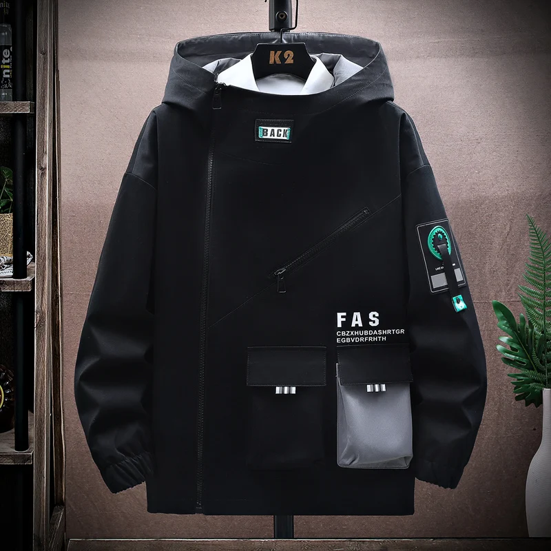 Jaqueta com zíper piloto masculino jaqueta com capuz primavera/outono uniforme de beisebol maré cartão solto pulôver bolso frontal adicionando casaco de veludo