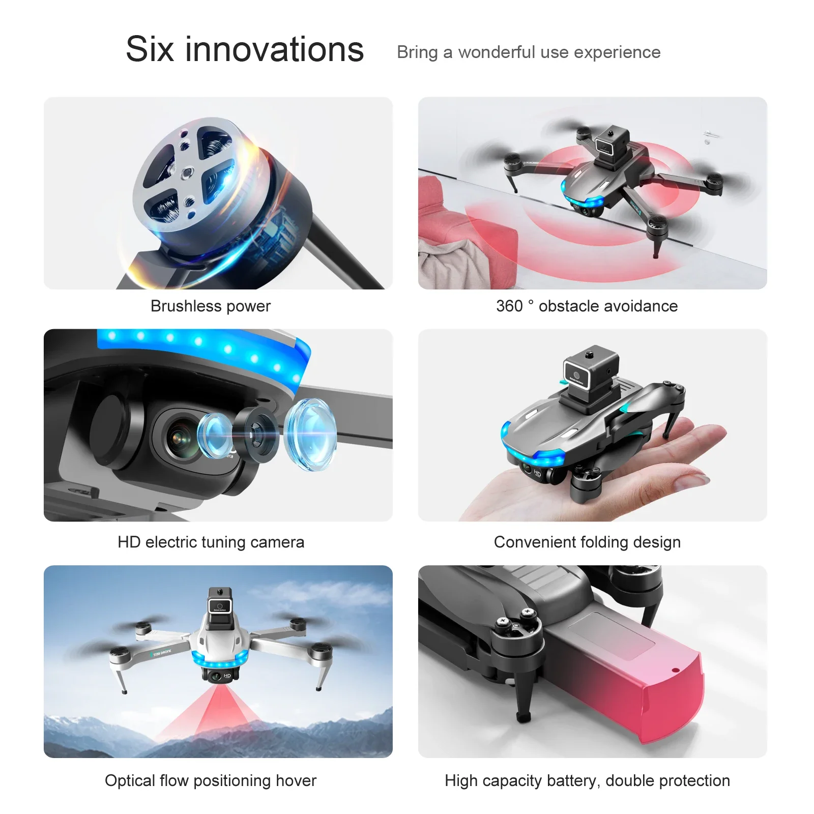 S138 GPS Dron 4K Câmera Dupla Profissional 5G Wifi FPV 360 °   Evitar obstáculos dobrável Quadcopter RC Drone Bateria dupla brinquedos para presente