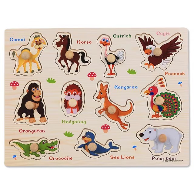 Juguete Montessori con forma de madera, rompecabezas con clavija, juegos educativos para el desarrollo de bebés de 2, 3 y 4 años, juego de mesa para rascar a mano