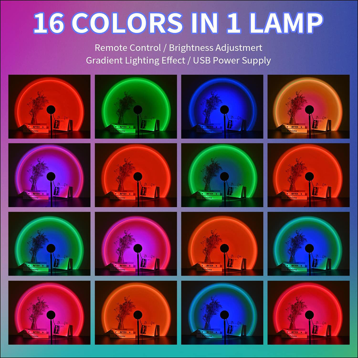 Sonnenuntergang Licht Lampe mit Fernbedienung Lampu Rgb Usb angetriebene geführte Projektor Ästhetische Foto Hintergrund Regenbogen Stimmung Beleuchtung Nacht