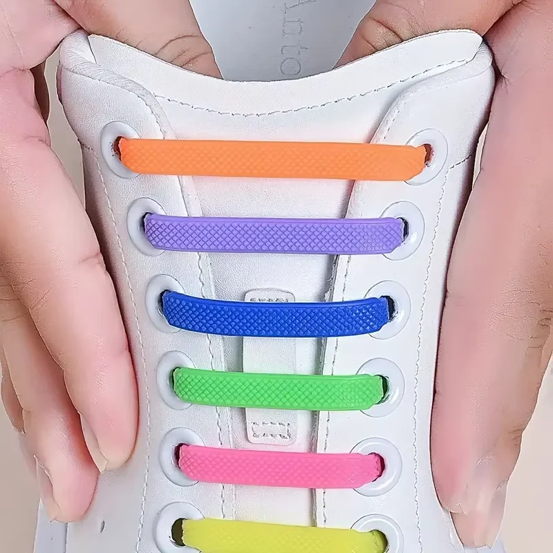 16 unids/pack cordones elásticos de silicona sin cordones-cordones prácticos, elásticos y flexibles para zapatillas de deporte, zapatos casuales y calzado deportivo