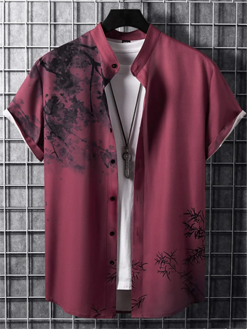 Men's plant-based shirt printed with high-definition patterns, soft and comfortable fabric, men's clothing