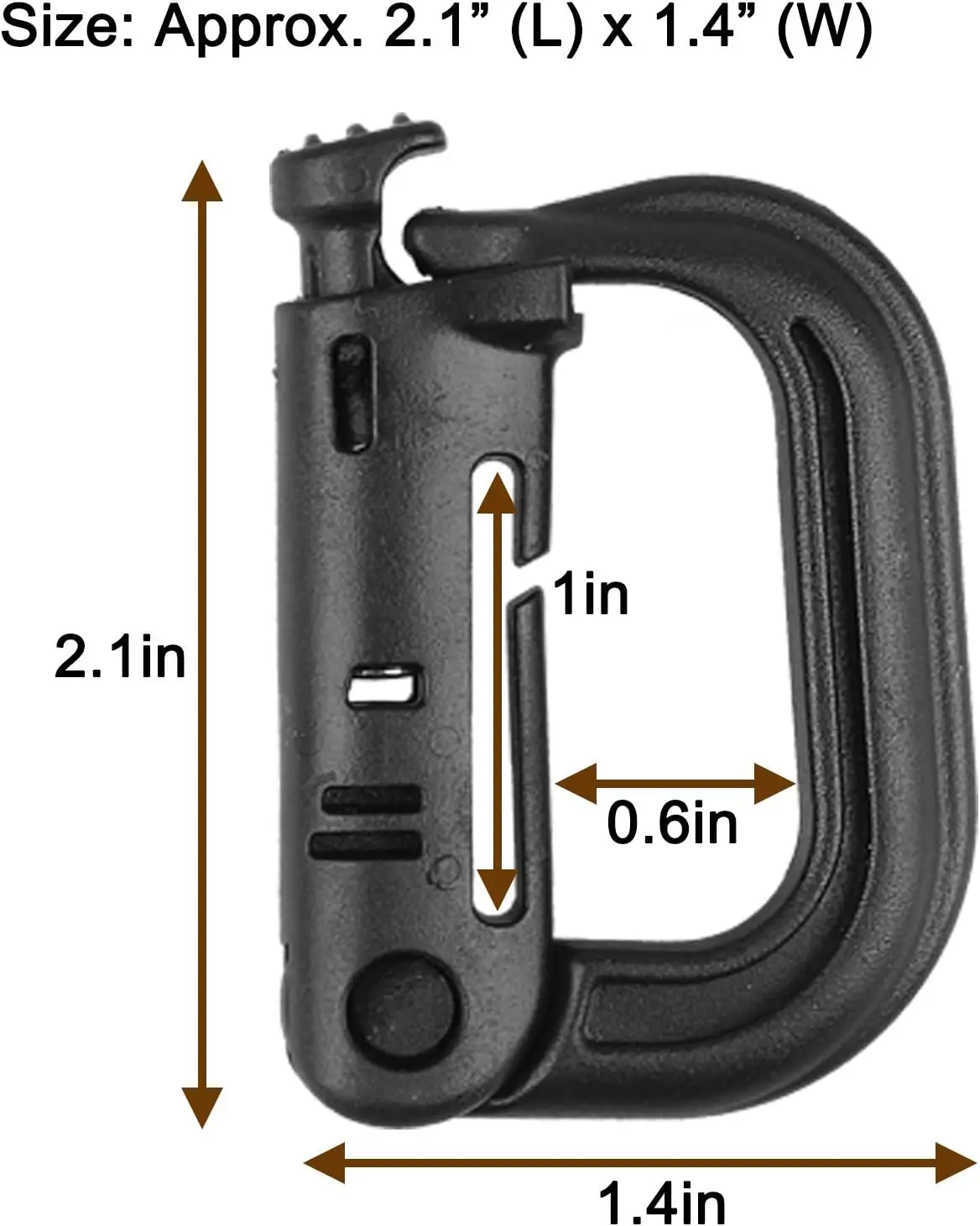 Mosquetón táctico con anillo en D de plástico, 5 uds., cerradura Grimlock, Clip de hebilla de gancho duro para correas Molle, accesorios para mochila/bolsa/bolsa/cinturón