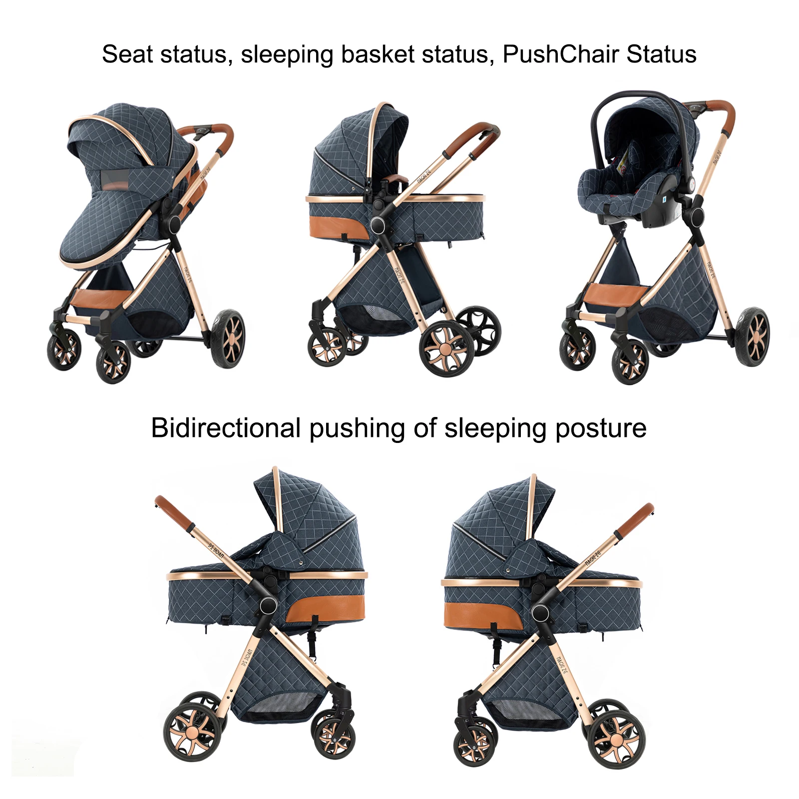 Carrinho de bebê conversível estilo Doona – Carrinho de viagem leve 4 em 1 com assento elevado, ideal para caminhadas e viagens diárias