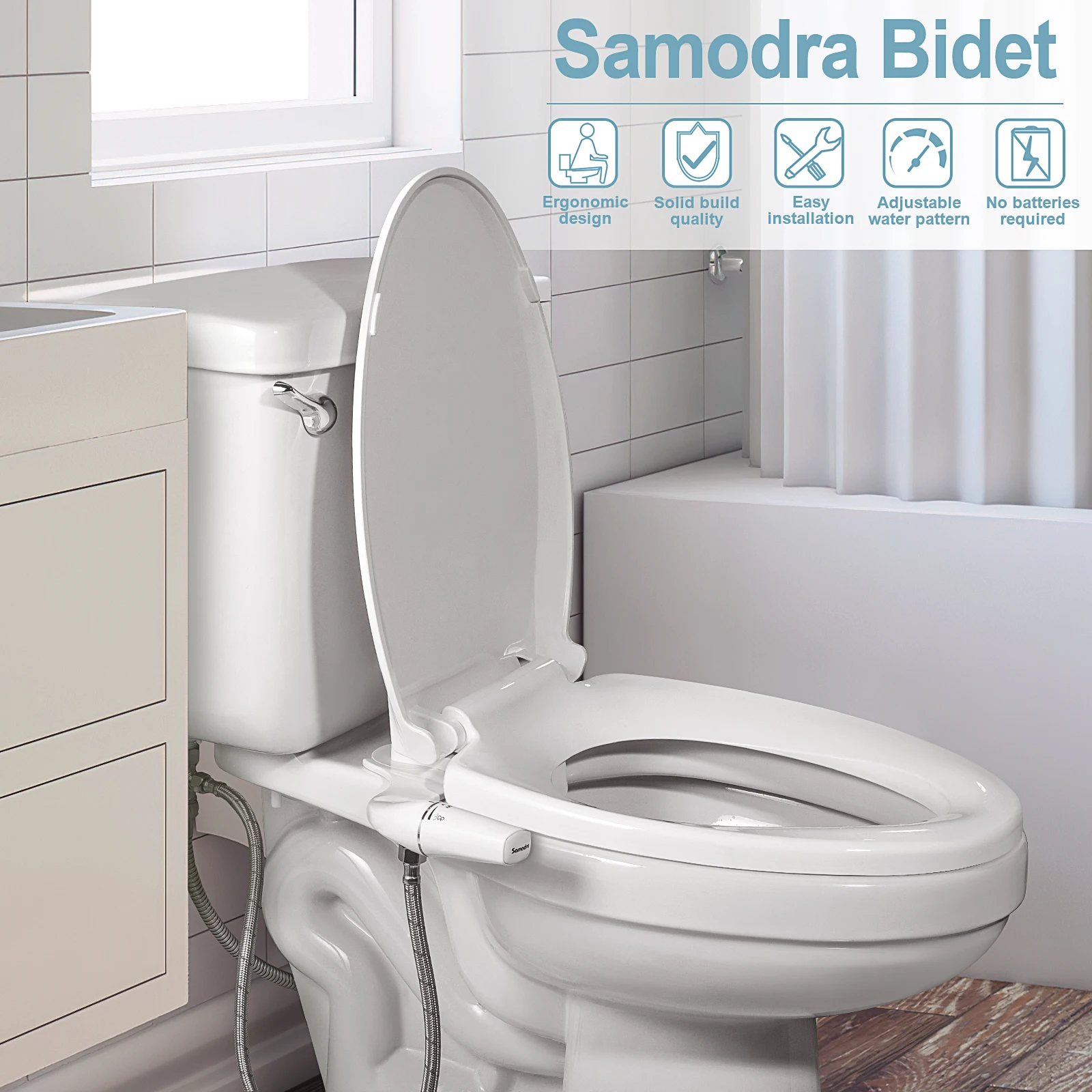 Samodra Bidet aufsatz Ultra flacher Toiletten sitz aufsatz Doppel düsen bidet einstellbarer Wasserdruck nicht elektrisches Sprüh gerät