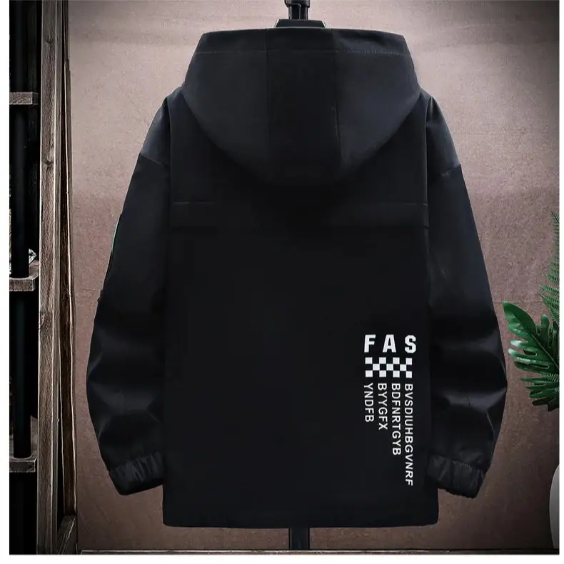 Jaqueta com zíper piloto masculino jaqueta com capuz primavera/outono uniforme de beisebol maré cartão solto pulôver bolso frontal adicionando casaco de veludo